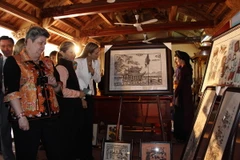 Các nữ đại sứ, phu nhân đại sứ, trưởng đại diện tổ chức Quốc tế tại Việt Nam trong một lần tìm hiểu tranh dân gian Đông Hồ. (Ảnh minh họa: Thái Hùng/TTXVN)