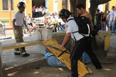 Hiện trường 3 nhà báo Guatemala bị sát hại hồi tháng Ba. (Nguồn: AFP/TTXVN)