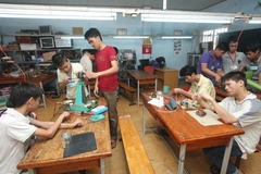 Một lớp dạy nghề điện cơ cho người khuyết tật tỉnh Bình Dương. (Ảnh: Anh Tuấn/TTXVN)