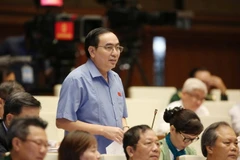 Đại biểu Quốc hội tỉnh Nghệ An Phạm Văn Hà phát biểu ý kiến. (Ảnh: Phương Hoa/TTXVN)