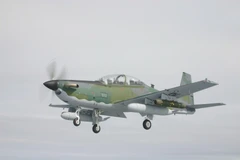 Máy bay phản lực luyện tập KT-1 do Hàn Quốc sản xuất. (Nguồn: Yonhap/TTXVN)