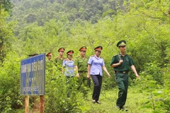 Lực lượng Công an, Biên phòng và Kiểm sát huyện Hà Quảng cùng phối hợp công tác để đảm bảo tốt an ninh trên tuyến biên giới. (Ảnh: Doãn Tấn/TTXVN)
