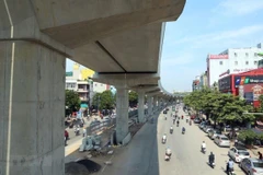 Dự án đường sắt đô thị Nhổn-ga Hà Nội đã hoàn thành phần đi trên cao. (Ảnh: Huy Hùng/TTXVN)