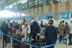Hành khách làm thủ tục tại sân bay Nội Bài. (Ảnh: Việt Hùng/Vietnam+)