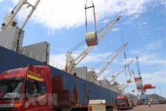 Bốc xếp hàng hóa tại Cảng Quy Nhơn. (Ảnh: Phạm Kha/TTXVN)