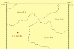 Bản đồ chấn tâm trận động đất. (Nguồn ảnh: Viện Vật lý địa cầu)