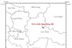 Bản đồ chấn tâm trận động đất. (Nguồn ảnh: Viện Vật lý địa cầu)