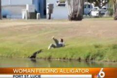 Người phụ nữ đùa giỡn với tử thần khi trêu cá sấu