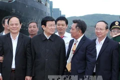 Chủ tịch nước Trương Tấn Sang làm việc tại tỉnh Bình Định tháng 2/2014 (Nguồn: TTXVN)