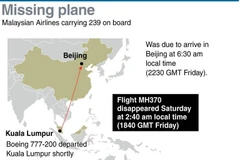 Chiếc máy bay mang số hiệu MH370 mất tích khi trên đường từ Kuala Lumpur đến Bắc Kinh (Nguồn: AFP)