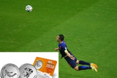 Cú bay người ghi bàn của van Persie được tôn vinh trên tiền xu
