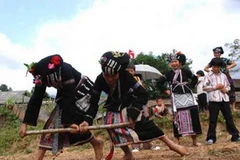 Đẩy gậy là 1 trong 8 môn thể thao thi đấu tại Hội thi. (Nguồn: Báo ảnh Việt Nam/TTXVN).