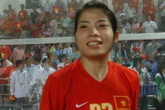 Nụ cười chiến thắng của tiền vệ Kim Hồng. (Nguồn ảnh: tintuc.xalo.vn).