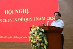 Ủy viên Trung ương Đảng, Bí thư Đảng ủy Khối các cơ quan Trung ương Nguyễn Văn Thể phát biểu tại Hội nghị. (Ảnh: TTXVN phát)