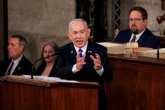Thủ tướng Israel Benjamin Netanyahu phát biểu tại phiên họp Quốc hội Mỹ ở Washington, DC, ngày 24/7. (Ảnh: Reuters/TTXVN)