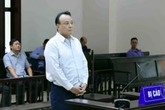 Bị cáo Đỗ Anh Dũng, Chủ tịch Tập đoàn Tân Hoàng Minh khai báo trước tòa. (Ảnh: Phạm Kiên/TTXVN)