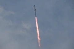 Tàu vũ Starship của SpaceX rời bệ phóng tại Boca Chica, Texas, Mỹ, ngày 14/3/2024. (Ảnh: AFP/TTXVN)