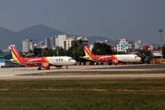 Trong ảnh: Máy bay của Hãng hàng không Vietjet tại sân bay Đà Nẵng. (Ảnh: Ngọc Hà/TTXVN)