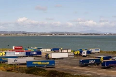 Những người di cư được phát hiện trong một chiếc xe container đông lạnh ở cảng Rosslare. (Ảnh: Bloomberg)