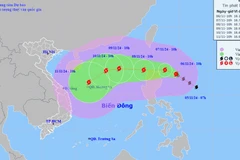 Hướng đi của cơn bão. (Ảnh: Trung tâm Dự báo Khí tượng Thủy văn Quốc gia)