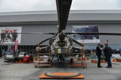 Máy bay trực thăng MI-28 được giới thiệu tại Diễn đàn Công nghiệp quốc phòng Army-2018 ở thị trấn Kubinka, ngoại ô thủ đô Moskva ngày 21/8. (Ảnh: THX/TTXVN)