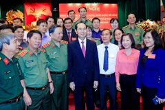 Chủ tịch nước Trần Đại Quang với các đại biểu. (Ảnh: Nhan Sáng/TTXVN)