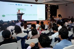 Bí thư Thành ủy Thành phố Hồ Chí Minh Nguyễn Thiện Nhân phát biểu trước giới khởi nghiệp tại Vietnam Startup Day 2018. (Ảnh: Tiến Lực/TTXVN)