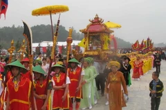 Nghi thức rước kiệu tại Lễ hội Tây Thiên 2016. (Ảnh: Nguyễn Trọng Lịch/TTXVN)