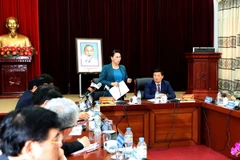 Chủ tịch Quốc hội Nguyễn Thị Kim Ngân phát biểu tại buổi làm việc. (Ảnh: Trọng Đức/TTXVN)