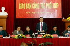 Chủ tịch nước Trần Đại Quang, Trưởng Ban Chỉ đạo Cải cách Tư pháp Trung ương dự và phát biểu chỉ đạo. (Ảnh: Nhan Sáng/TTXVN)