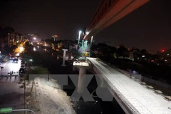 Công trường thi công đường sắt Cát Linh-Hà Đông. (Ảnh: Huy Hùng/TTXVN)