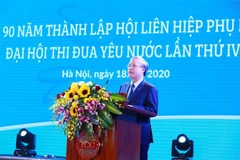 Ủy viên Bộ Chính trị, Thường trực Ban Bí thư Trần Quốc Vượng phát biểu tại Lễ kỷ niệm. (Ảnh: Phương Hoa/TTXVN)