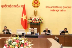 Chủ tịch Quốc hội Nguyễn Thị Kim Ngân và các Phó Chủ tịch Quốc hội tại phiên họp. (Ảnh: Dương Giang/TTXVN)