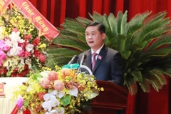 Ủy viên Dự khuyết Trung ương Đảng, Bí thư Tỉnh ủy Nghệ An khóa XIX Thái Thanh Quý phát biểu bế mạc đại hội. (Ảnh: Nguyễn Oanh/TTXVN)