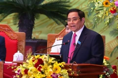 Ủy viên Bộ Chính trị, Bí thư Trung ương Đảng, Trưởng ban Tổ chức Trung ương Phạm Minh Chính phát biểu chỉ đạo Đại hội. (Ảnh: Phan Quân/TTXVN)