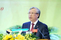 Ủy viên Bộ Chính trị, Thường trực Ban Bí thư Trần Quốc Vượng phát biểu chỉ đạo Đại hội. (Ảnh: Phương Hoa/TTXVN)