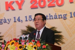 Ông Nguyễn Thanh Tùng, Ủy viên Trung ương Đảng, Bí thư Tỉnh ủy Bình Định khóa XIX, phát biểu tại Đại hội. (Ảnh: Phạm Kha/Nguyên Linh/TTXVN)