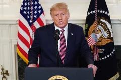 Tổng thống Mỹ Donald Trump phát biểu tại Nhà Trắng ở Washington, D.C., Mỹ. (Ảnh: AFP/TTXVN)