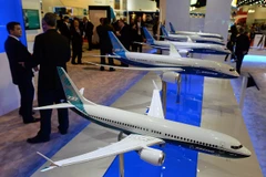 Mô hình máy bay Boeing 737 trưng bày tại Triển lãm Hàng không Singapore ngày 11/2. (Nguồn: AFP/TTXVN)