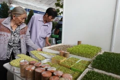 Người dân tham quan, tìm hiểu về giống cây trồng tại Triển lãm. (Ảnh: Phương Vy/TTXVN)