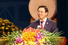 Chủ tịch UBND thành phố Hà Nội Nguyễn Thế Thảo phát biểu tại buổi lễ. (Ảnh: TTXVN)