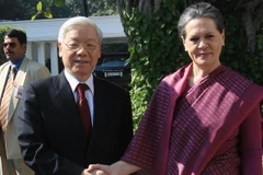 Tổng Bí thư hội kiến với Chủ tịch Đảng Quốc đại Ấn Độ