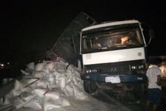 Lật xe chở gạo, cao tốc TP.HCM-Trung Lương ùn tắc nghiêm trọng