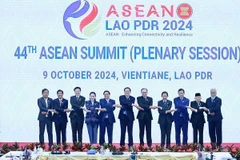 Thủ tướng Phạm Minh Chính và các Trưởng đoàn tham dự Phiên toàn thể Hội nghị Cấp cao ASEAN lần thứ 44. (Ảnh: Dương Giang/TTXVN)