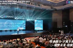 Đoạn clip của sự kiện lan truyền dòng chữ "Hội thảo Quân đoàn Thiết giáp Việt Nam hệ thống Long Diễm." (Nguồn: Thanh Niên)