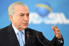 Tổng thống Michel Temer tại một sự kiện ở Brasilia ngày 29/3. (Nguồn: AFP/TTXVN)