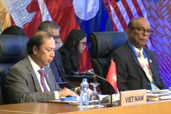 Thứ trưởng Bộ Ngoại giao Nguyễn Quốc Dũng dẫn đầu Đoàn Việt Nam tham dự các hội nghị. (Ảnh: Bình Vịnh/TTXVN)