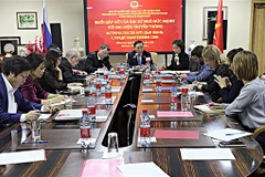 Quang cảnh buổi gặp mặt với báo chí. (Nguồn: Hồng Quân/TTXVN)