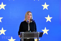 Đại diện cấp cao của EU về chính sách an ninh và đối ngoại Federica Mogherini phát biểu. (Ảnh: THX/TTXVN)