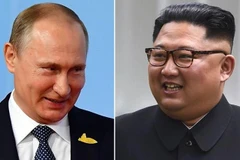 Tổng thống Nga Vladimir Putin (trái) và Chủ tịch Triều Tiên Kim Jong-un. (Ảnh: Sky News)